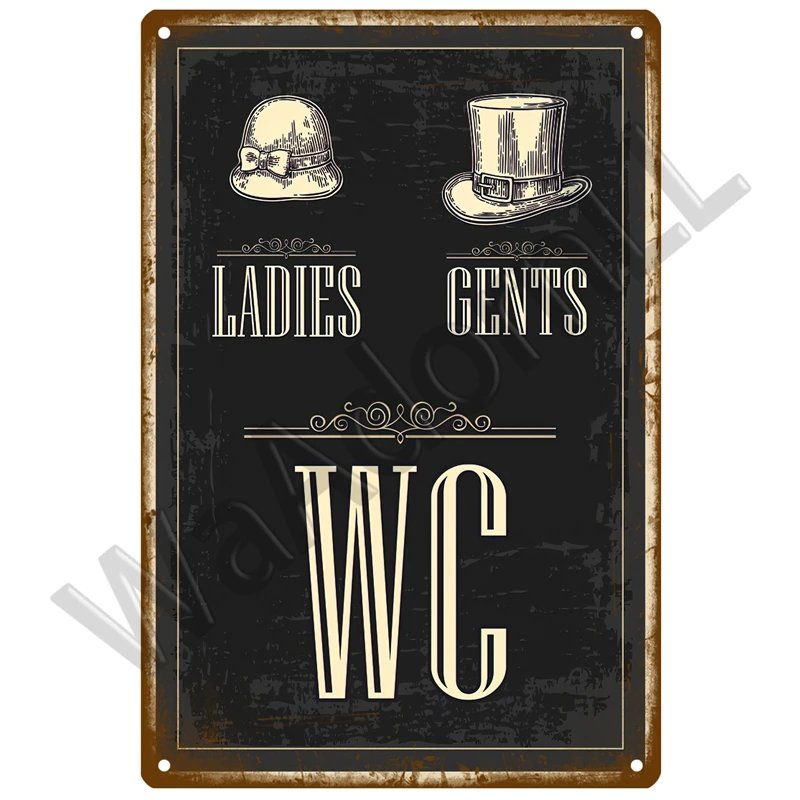 WC Toilette Blechschild Poster Vintage Wandposter Metallschild Dekorative Wandplatte Küche Plakette Metall Vintage Dekor Zubehör – Detail 20