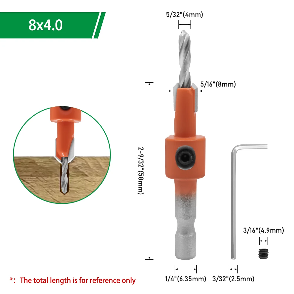 LAVIE 1 Stück 8 mm und 10 mm Senkbohrer mit Sechskantschaft, Fasenwerkzeug für die Holzbearbeitung, 1/4 Zoll Sechskantantrieb für Holz, MDF, Weichholz, CH339D – Detail 12