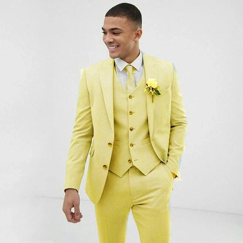 Sky blue Men Suits Slim Fit Groom Wear Tuxedos Coat Dinner Suit 3 Pieces (Jacket+Pants+Vest)