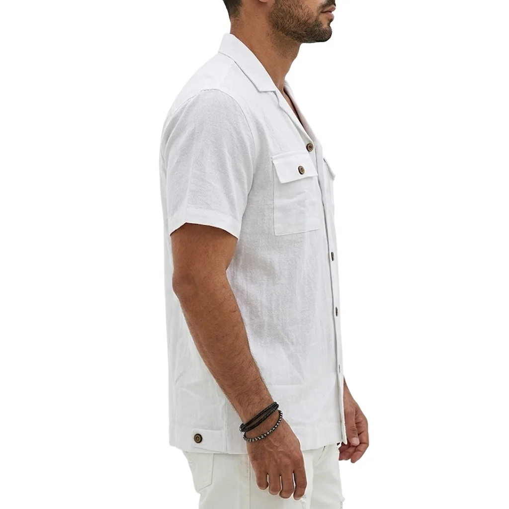 Short Sleeve Cotton Button Down Shirt - Premium Retro Hawaiian Resort-Ready Tee 6