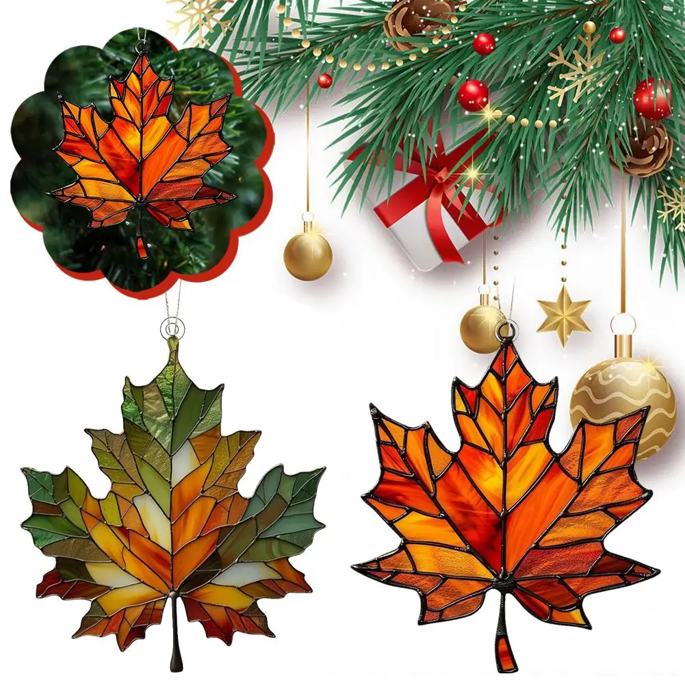Maple Leaf Suncatcher for Window Acrylic Maple Leaves Hanging Ornament Fall Leaf Decor for Thanksgiving Autumn Party Supplies sun catcher sun catchers window ornament