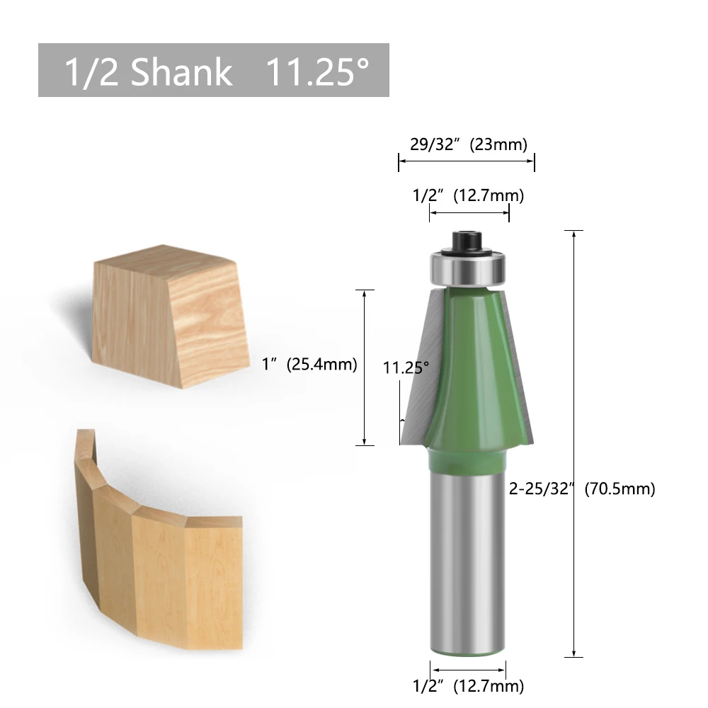 LAVIE 1 Stück 12 mm 1/2 Zoll Schaft Fasenfräser 11,25 15 22,5 30 45 Grad Fräser für Holzmaschine MC03232 – Detail 7