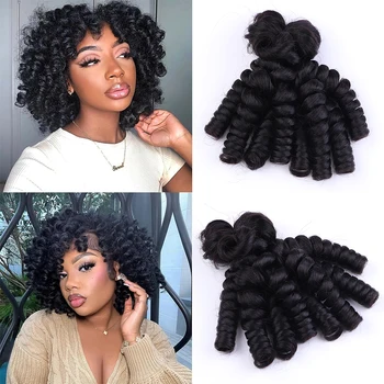 Wand Curls Crochet Bulk Hair Jamaican Bounce Curls Crochet Human Hair Jamaican Twist Braiding Hair Extensions Natural Black 1