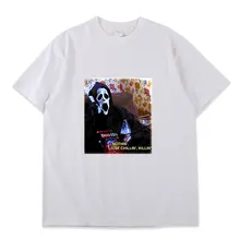 

Nothin Just Chillin Killin Horror Thriller Scream Movie Summer Short-Sleeved Thin Loose Design Loose Casual Man T-Shirt Simple