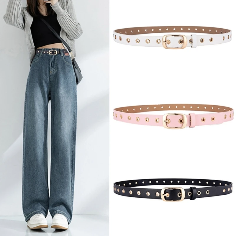 

Simple Adult Waist Belt with Adjustable Elliptical Shape Buckle Waistband PU-leather Waist Belts for Women Slimming Belt M6CD