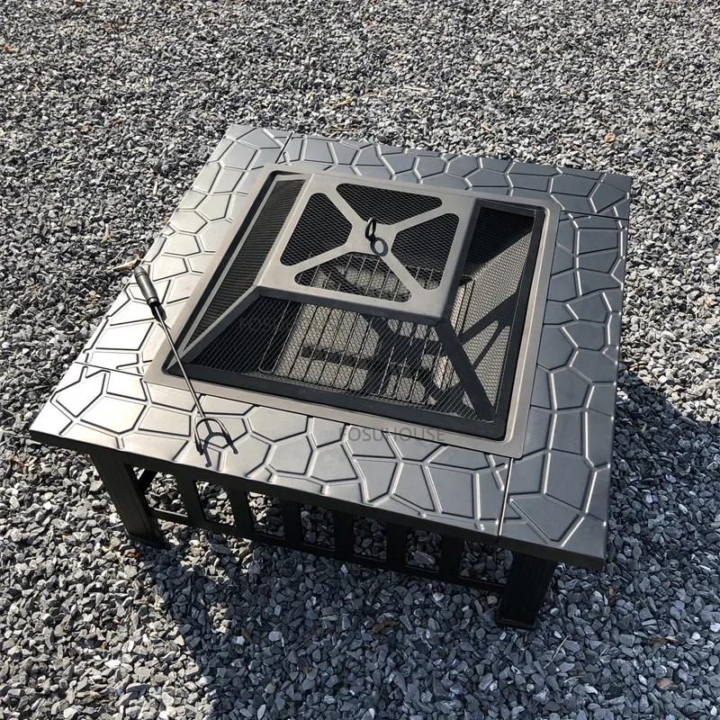 Modern Stainless Steel Fires Pit for Outdoor Heaters Barbecue Grill Winter Household Multifunctional Courtyard Roasting Stoves