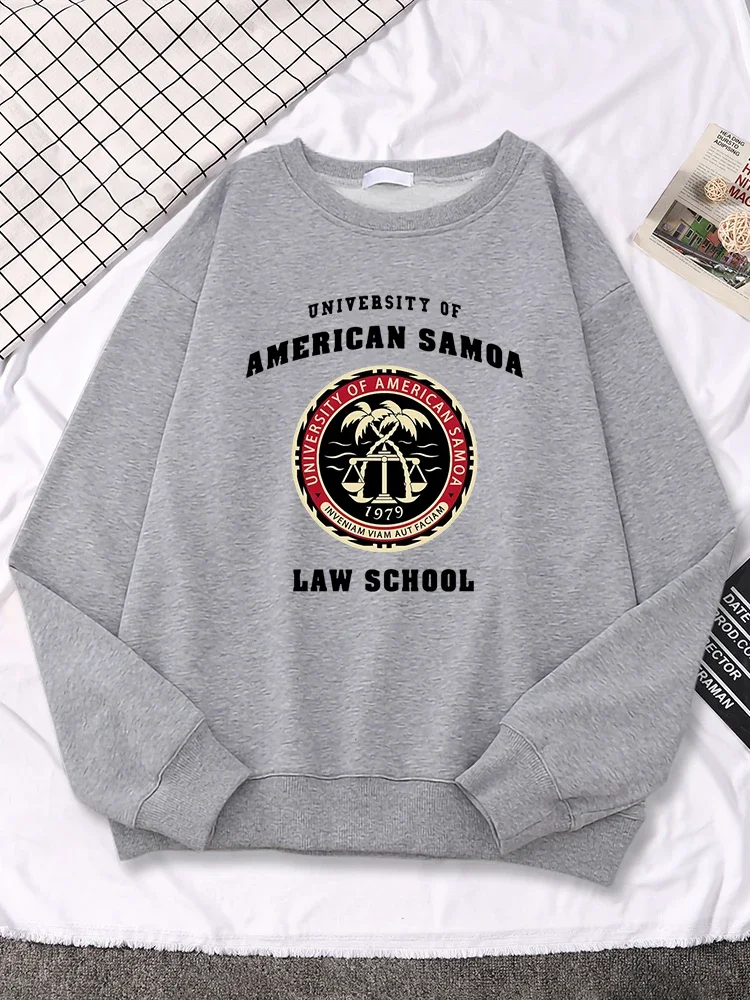 

University Of American Samoa Law School Prints Womens Hoody Vintage Fashion Pullover Warm Street Sweatshirt All-match Woman Tops