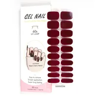 20Tips Solid Color Semi-cured Gel Nail Wraps Sticker French Full Cover Nail Gel Polish Decals Manicure UV Lamp Needed 1