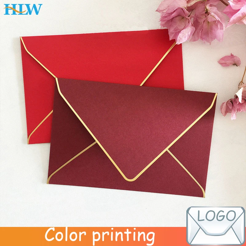 

5pcs/set Gold Stamping Envelopes Creative Retro red Business Envelope Letter Paper Envelope Wedding Invitation 11x16.5cm