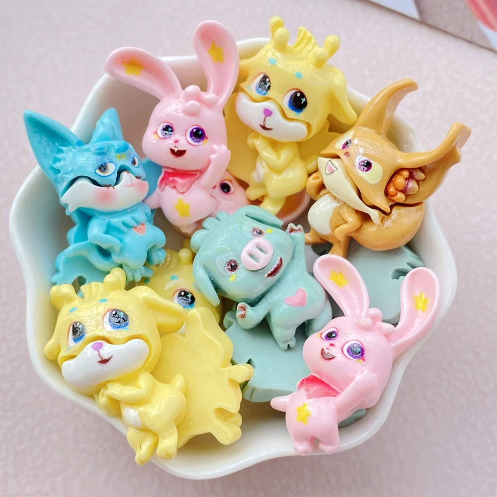 10PCS-New-Models-Cartoon-Rabbits-Lizards-Pigs-Deer-Foxes-Resin ...