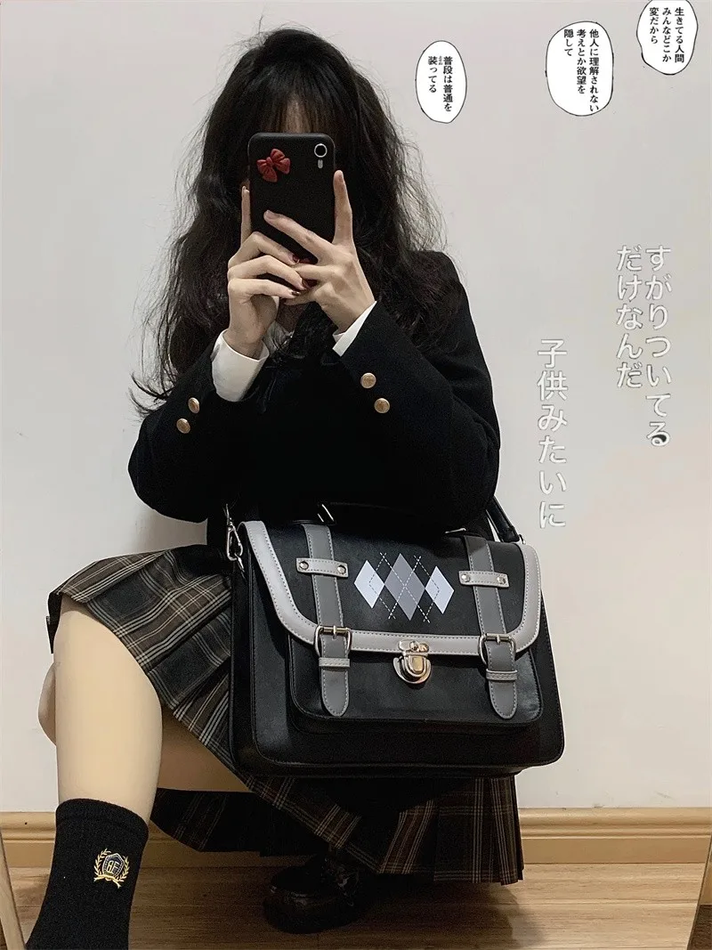 Harajuku Japanese Preppy Style JK Uniform Cosplay Messenger Bag Vintage PU Handbag Lolita Girl School Student Anime Shoulder Bag awesome stylish backpacks