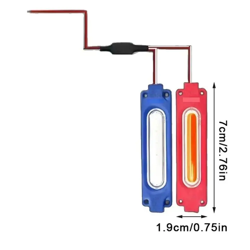 1개 레드 블루 LED 스트로브 라이트 1-to-2 IP65 경고 플래시 램프 범용 12V COB 차량 분위기 조명