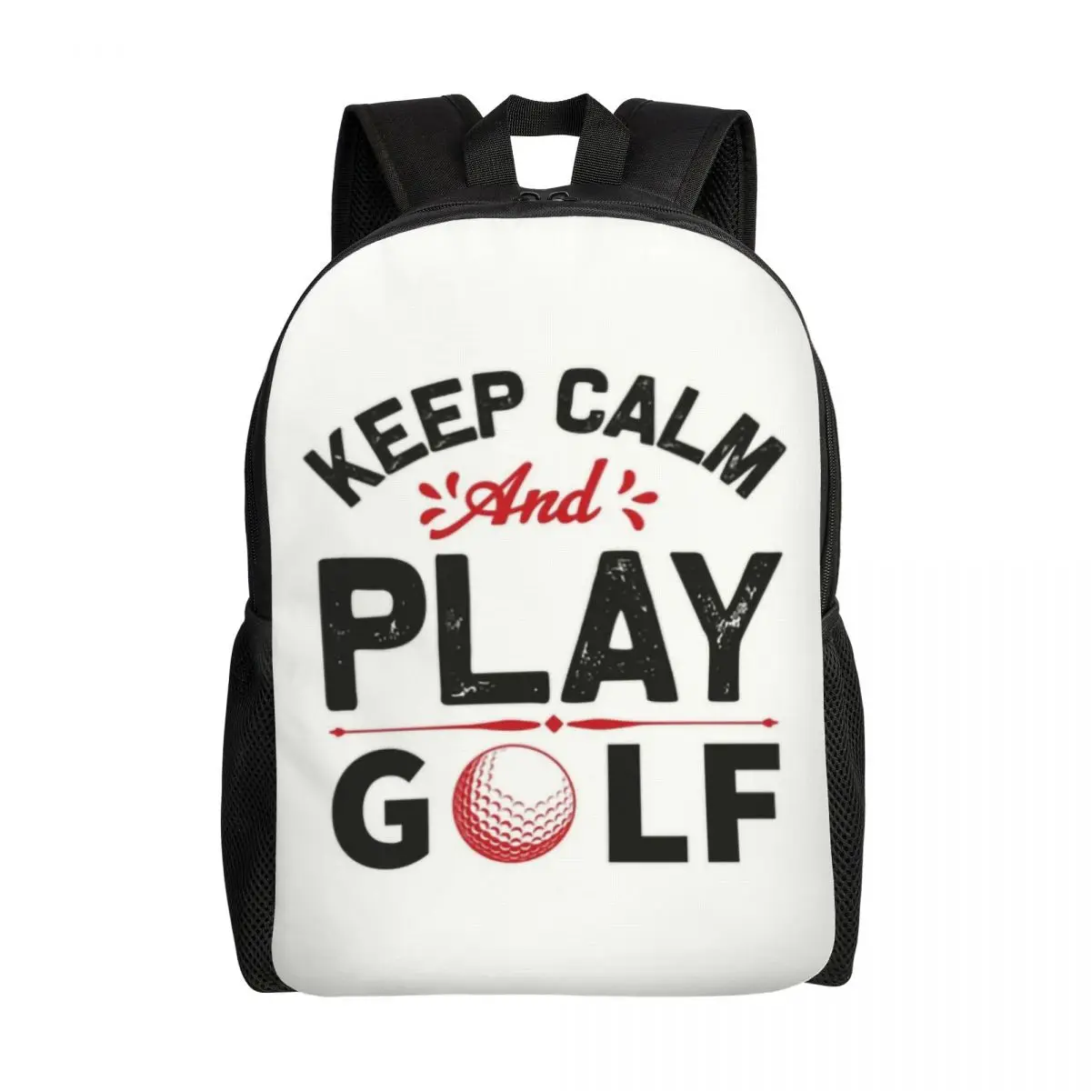 

Keep Calm And Play Golf Backpack for Men Women Waterproof College School Golfer Golfing Sport Bag Printing Bookbags