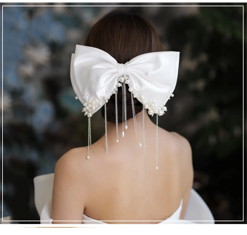 Communion, Hair Accessories, Hair Bow With Ribbons in White 