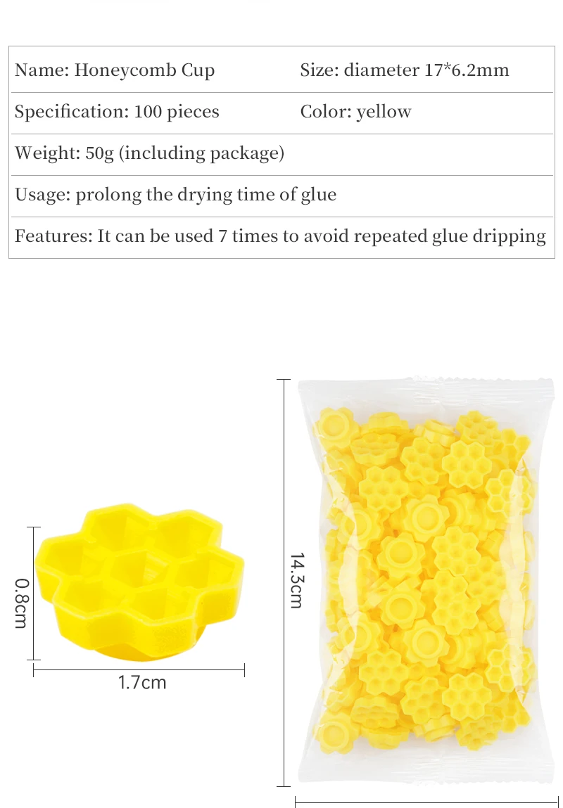 100Pcs Einweg Wimpern Verlängerung Waben Tasse Pfropfen Wimpern Kleber Halter Kunststoff Stehen Tattoo Adhesive Pigment Make-Up-Tool – Detail 2