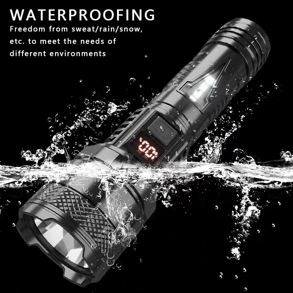 Description Picture 5 of itemHigh Power Long-range Lantern Super Bright LED Flashlight USB Rechargeable Tactical Torch With Sidelight Lamp Waterproof Outdoor