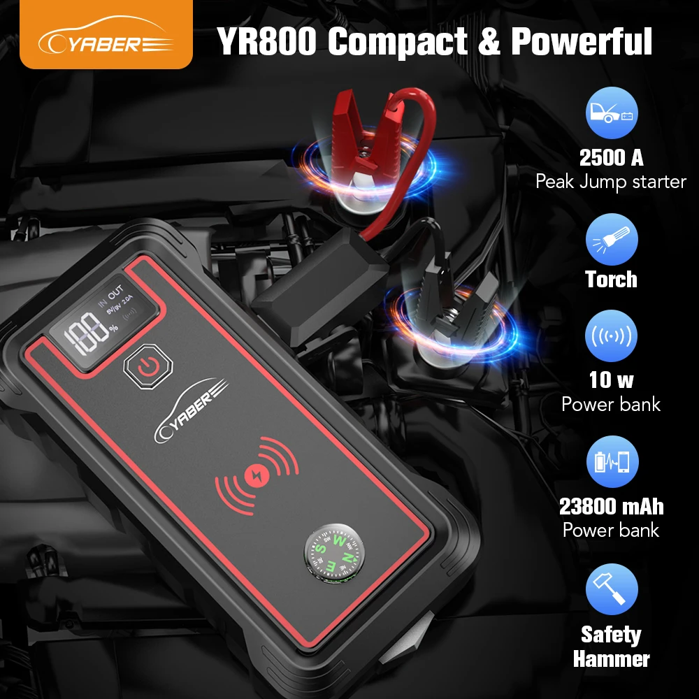 YABER 2500A Car Starter Battery 23800mAh Portable Car Battery 10W