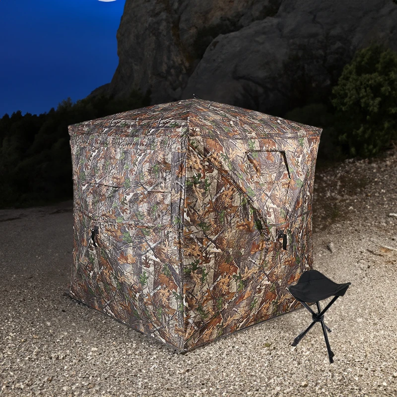 Hunting Blind See Through with Carrying Bag, 2-3 Person Pop Up Ground Blinds 270 Degree, for Deer & Turkey Hunting (Camouflage)