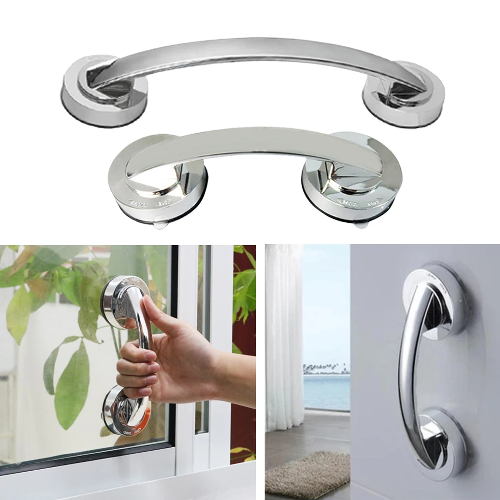 Wall Suction Bathroom Shower Bath Tub Cup Grab Bar Helping Handle Rail