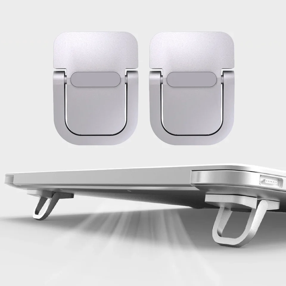 Lot De 2 Mini Supports Rehausseurs Pour Ordinateur Portable - Alliage Aluminium - Angle Incliné Pour MacBook, Dell, Lenovo