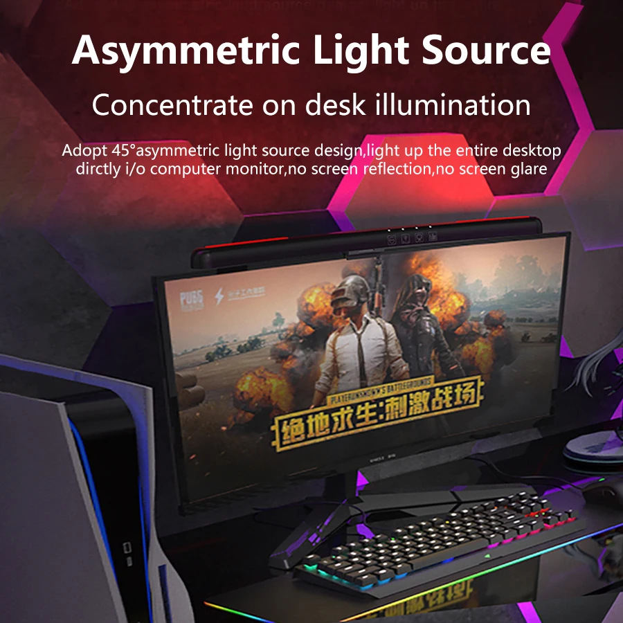 USB-Powered LED Desk Lamp with Stepless Dimming and Screen Hanging Design