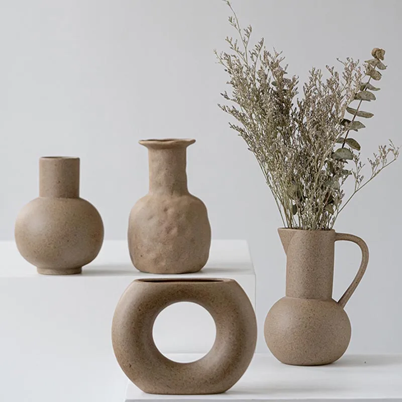 Vasi in Ceramica Bianco Set di 3,Minimalista Vasi Deco per L'erba