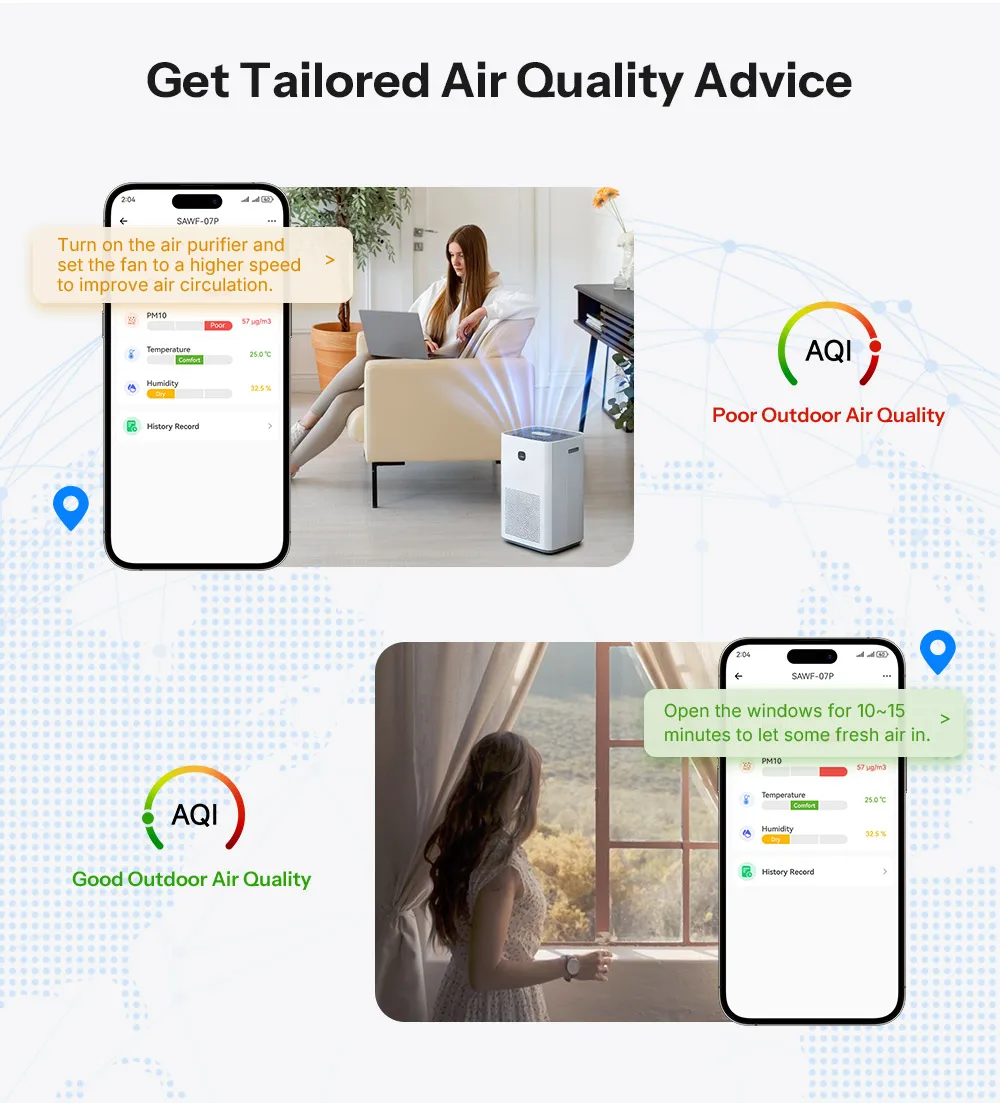 SONOFF SAWF-07P AirGuard PM2.5/PM10 Matter Over Wi-Fi Air Quality Monitor Matter Kompatible Smart Integration Alexa Apple Home – Detail 10