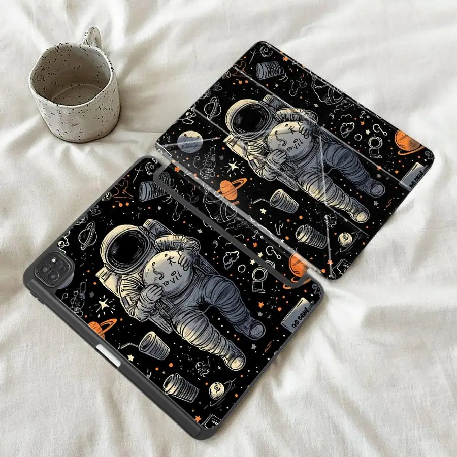 Sleek Universal Tablet Case with Adjustable Holder and Space-themed Design
