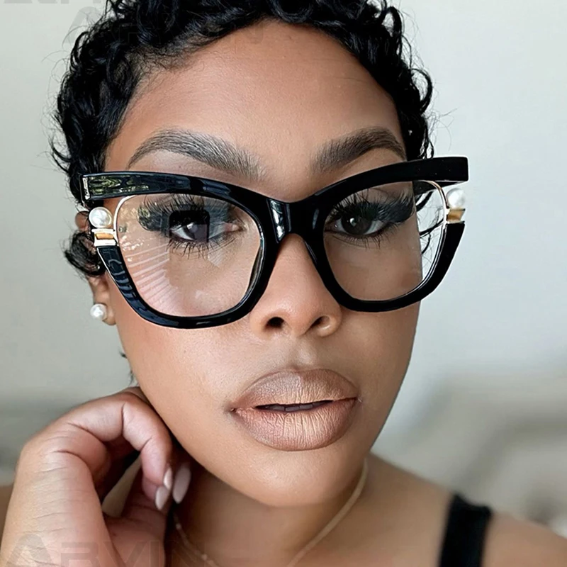 Clear Blue Ray Blocking Eyeglasses Large Glasses Frame Women