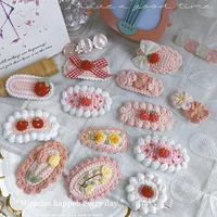 New Retro Embroidery Hairpin Side Bangs Cute Hair Clip Girl Handwoven Flower Knitted Children's Baby Hair Accessories 2