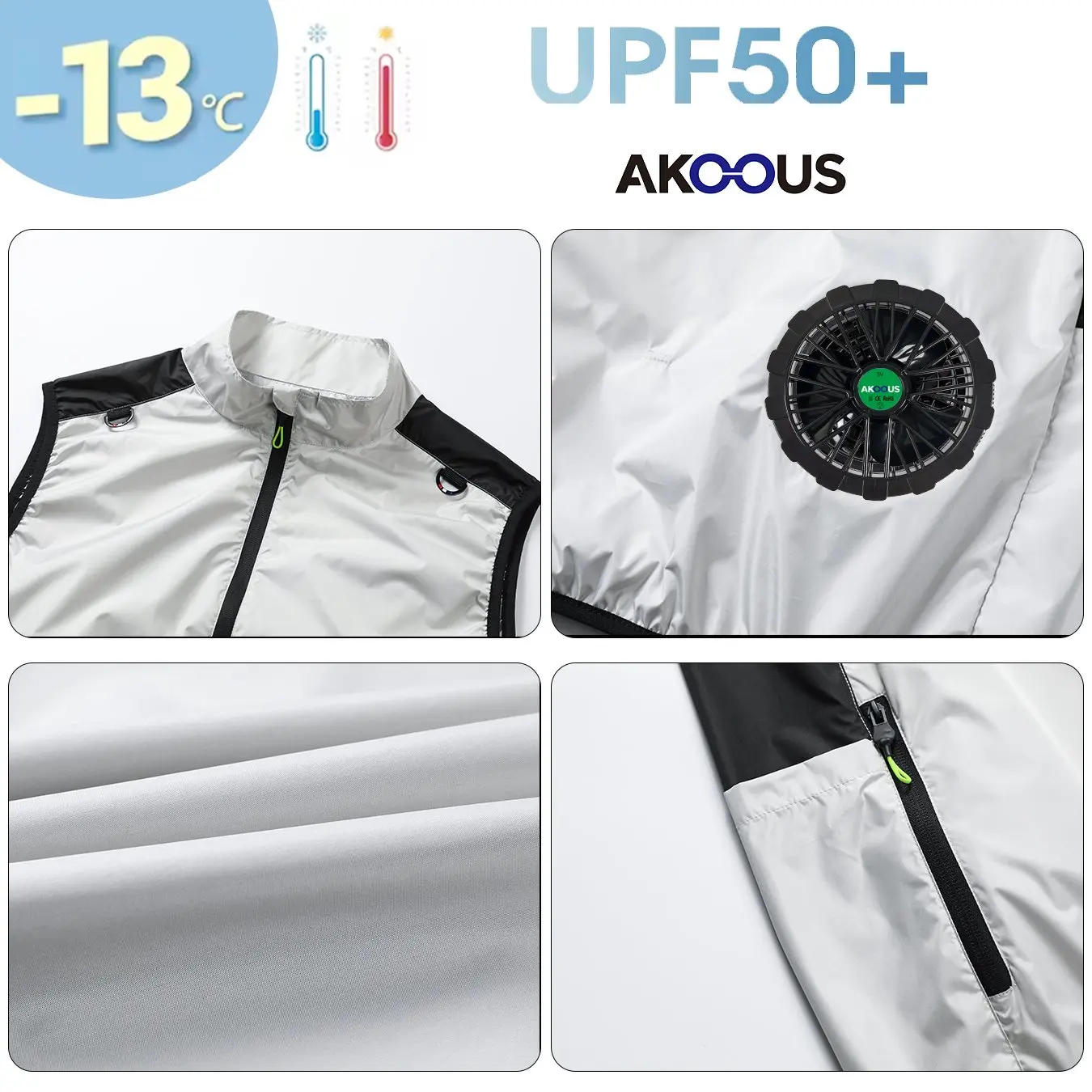 12V/5V USB 웨어러블 팬 냉각 조끼 경량 에어컨 민소매 재킷 야외 캠핑 낚시 통근용