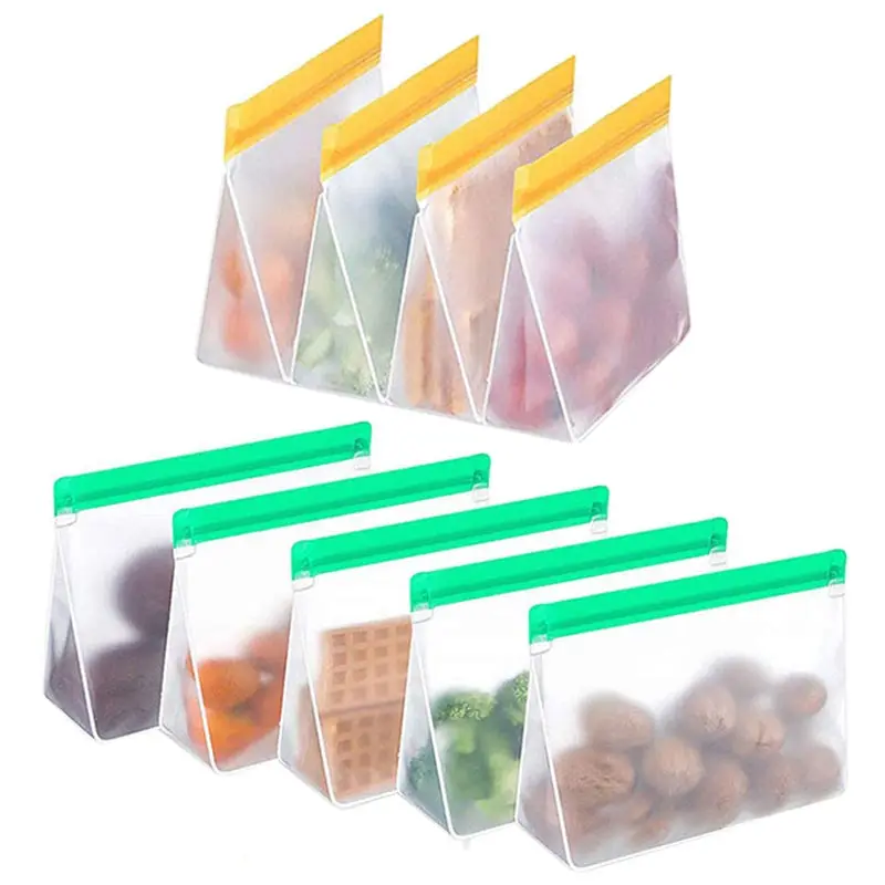 

Reusable Food Storage Bags Leakproof Silicone Bags BPA Free Lunch Bag Meat Fruit Veggies Storage Bag Dishwasher Safe Fresh Bag