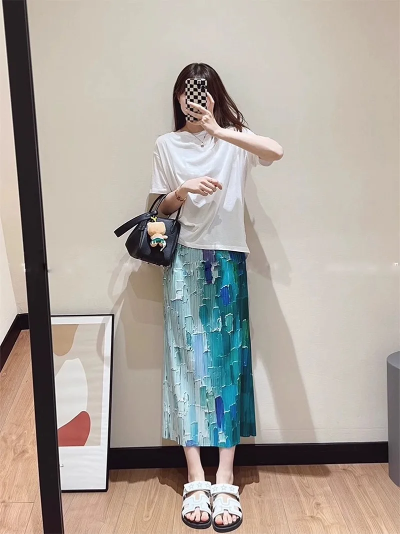 Women's Pleated Flower Skirt Classical Pleated Skirt Fashion Casual Skirt Pleated A-line Skirt  For Women's Clothing
