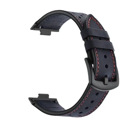 Premium Leather Strap - Stylish and Sporty Watchband Bracelet for Huawei Watch Fit 4 (Blue)