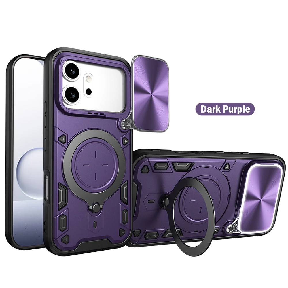 Ultimate Slide Camera Lens Protection Phone Case with Magnetic Ring Holder - Shockproof & Stylish