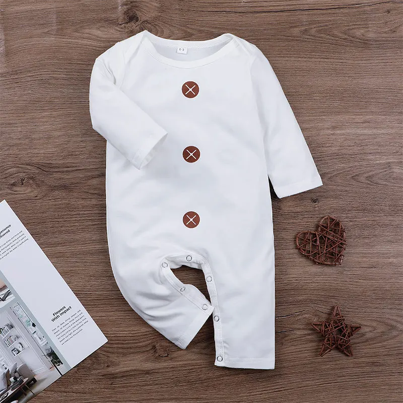 

Laura Kors New Summer Infant Newborn Boys Romper Long Sleeve O Neck Print Button White Baby Rompers Clothes Outfits 0-2T