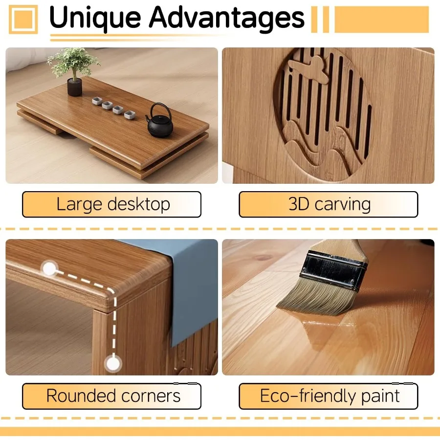 Folding Floor Coffee Table Japanes Bamboo Foldable Coffee Tables Portable Living Room Low Table Versatile Tatami Meditation Tea