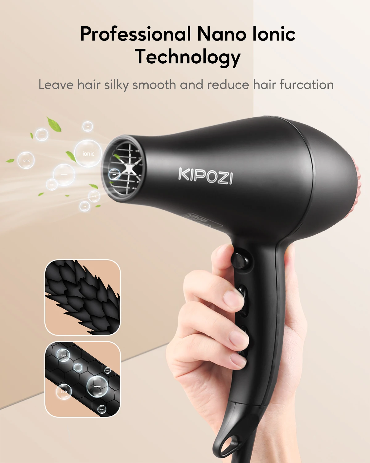 KIPOZI secadores de pelo profesionales de 2200W, secador de pelo iónico  negativo con difusor y concentrador de flujo de aire, tiempo de secado  rápido| | - AliExpress