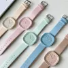 Creative Fashionable Macaron Color Square Watch Multicolored PU Watchband Quartz Watch Women Casual Watch 4