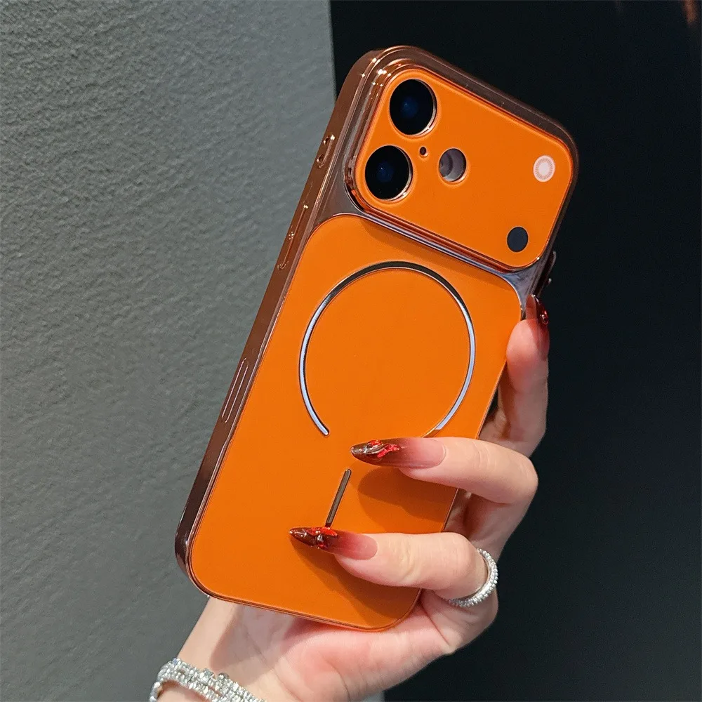 Orange Magnetic Matte Phone Case with Wireless Charging Armor Capability