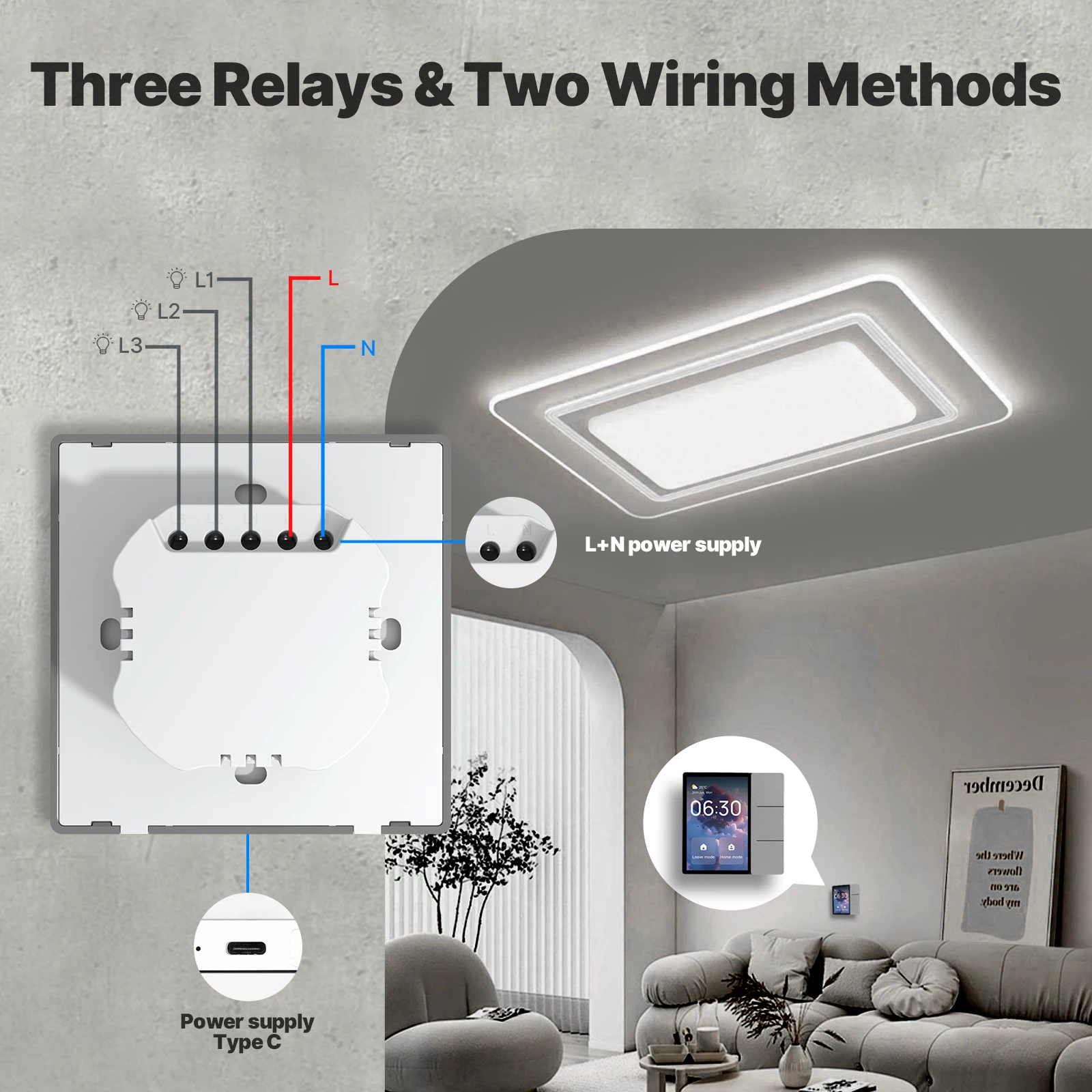 MOES Tuya WiFi 3.5인치 스마트 센터 제어 터치 패널 중앙 화면 Bluetooth Sigmesh 허브 내장 3개 릴레이 물리적 버튼