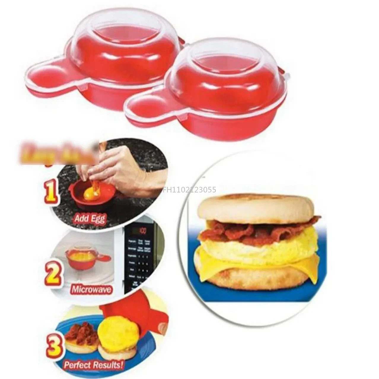 1 Minute Fast Eggs Hamburg Omelet Maker Kitchen Cooking Tool  2Pcs/set Easily Eggwich Cooking Tool Microwave Cheese Eggs Cooker