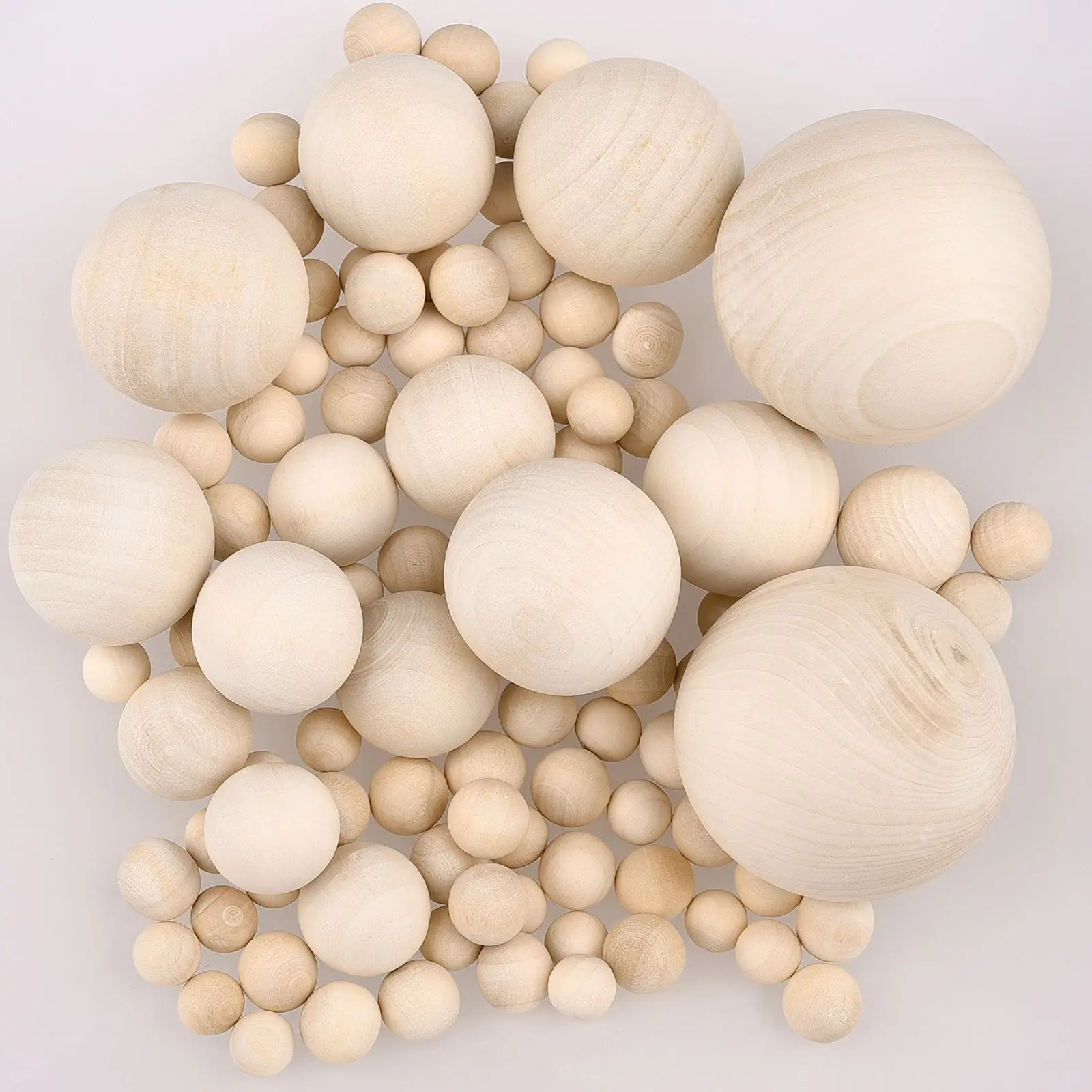 2-100pcs 10-50mm Natural Wooden Ball Without Hole Round Wooden Solid Wood Handmade DIY For Jewelry Making Carving Paitning Craft