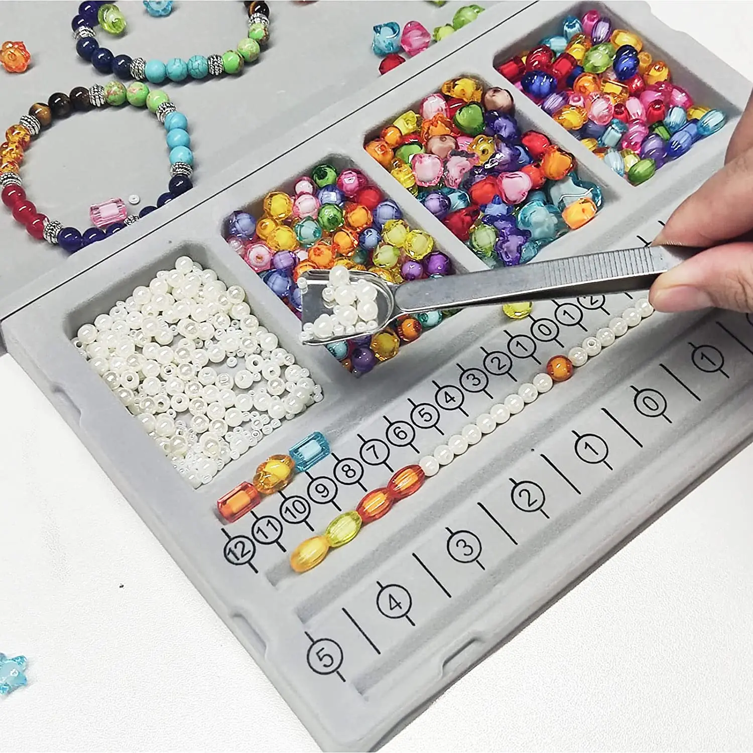 4-Piece Flocked Bead Design Board Set - Jewelry Making Tray For Bracelets & Necklaces (4 Sizes) - View #7