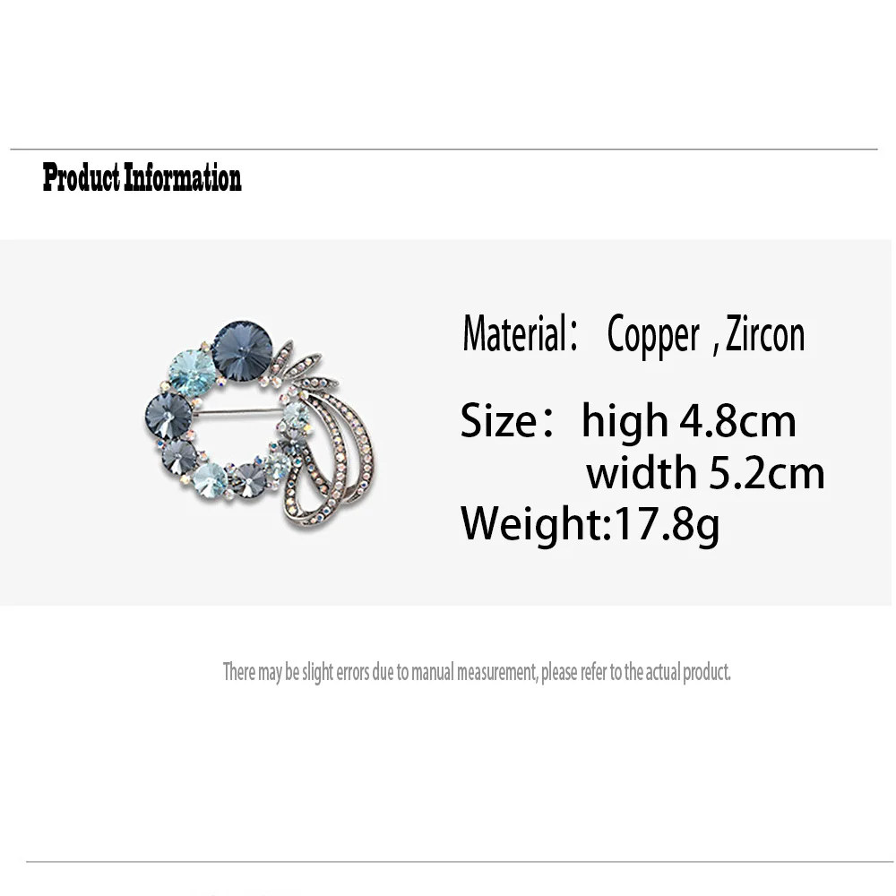 2024 New Fashion Creative Personality Cooper Crystal Glass Brooch Corsage Women's Accessories New Women's Pin Gift