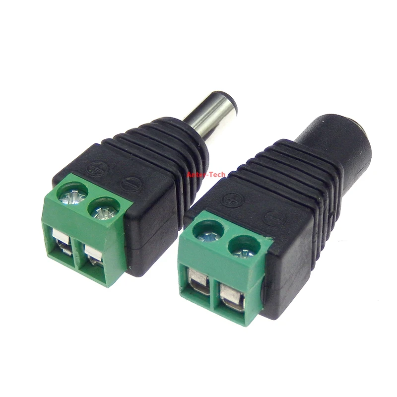 5 Pezzi Connettori DC Alimentazione 12V Maschio/Femmina - 2.1x5.5mm E 2.5x5.5mm, Jack Spina Elettrica