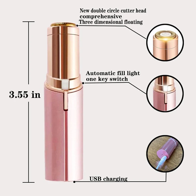 Women's Hair Remover Epilator Face Hair Removal Lipstick Shaver Electric Eyebrow Trimmer Mini Shaver Epilator Hair Removal Tool 6