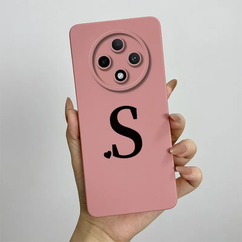 Cute Initial Letters Square Silicone Matte Shockproof Back Cover