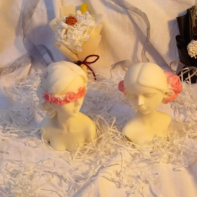 New Closed-Eye Girl Aromatherapy Candle Mould Blindfolded Debate Beauty Plaster Resin Mold Silicone Mold Candle Making Molds