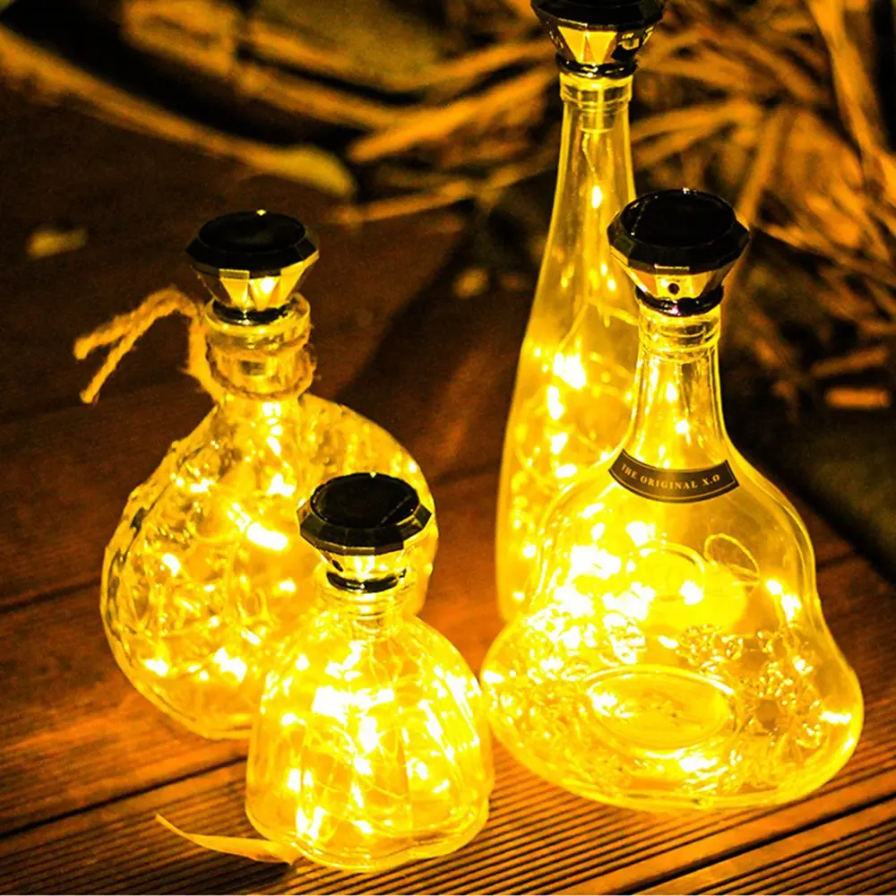 Wine Bottle Light Wine Bottle Lamp Diamond Shape Solar Night Light Starry for Wedding Party Decor Fairy Copper Wire String smart led light bulb